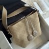 sy_no_E979C31F5327597AB15A22E6BC23C0AC_1 Sand Gold / Khaki Beige Suede Quilted Drawstring Bucket Bag