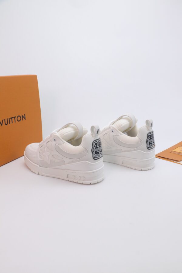 White & Silver Crystal-Embellished Retro Skate Sneakers