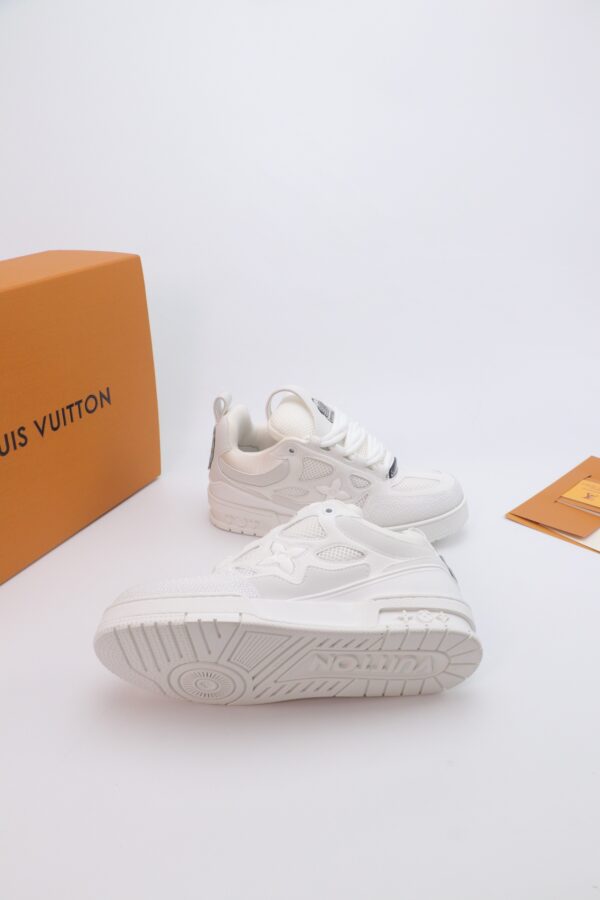 White & Silver Crystal-Embellished Retro Skate Sneakers