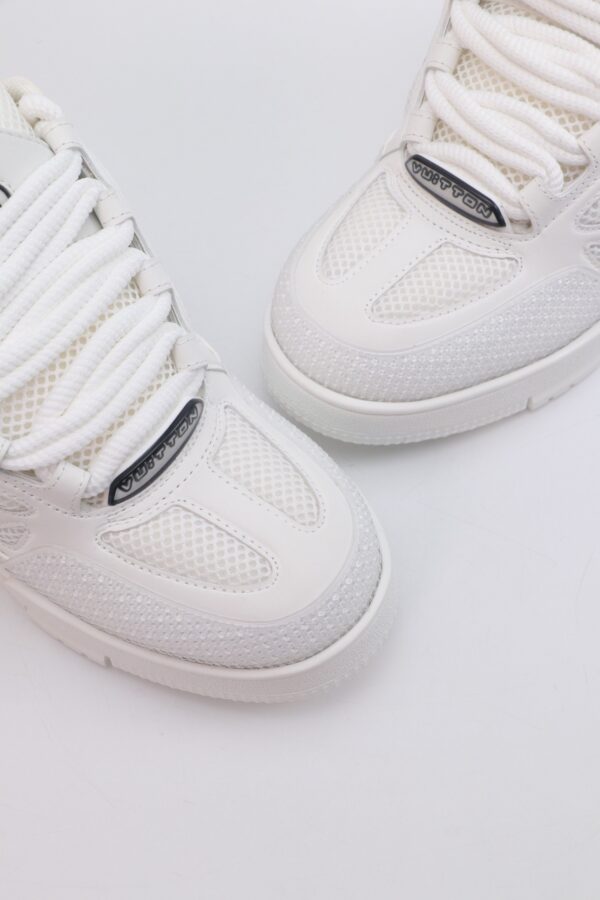 White & Silver Crystal-Embellished Retro Skate Sneakers