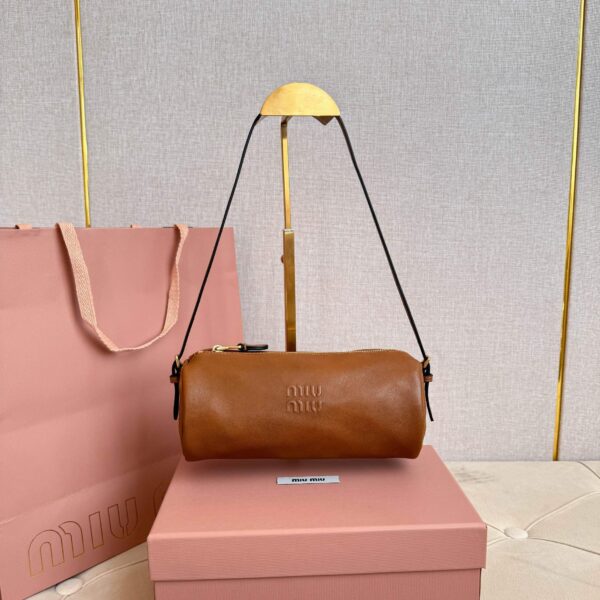 sy_no_E9828017E99DC27FBB0C9C7BA0B9F04F_3 Brown Leather Cylindrical Underarm Shoulder Bag