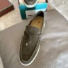 sy_no_E9E25AFA9C4EAF5E870EA414931F054C_1 Loro Piana Summer Charms Walk Olive Green Suede Loafers