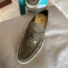 sy_no_E9E25AFA9C4EAF5E870EA414931F054C_2 Loro Piana Summer Charms Walk Olive Green Suede Loafers