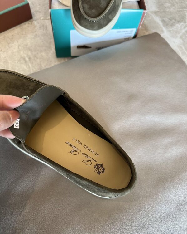 sy_no_E9E25AFA9C4EAF5E870EA414931F054C_5 Loro Piana Summer Charms Walk Olive Green Suede Loafers