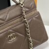 sy_no_EA04AB4E55377D62959C3069E45AE6CA_2 Milk Tea Brown Quilted Leather Lunchbox Chain Bag