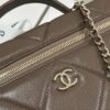 sy_no_EA04AB4E55377D62959C3069E45AE6CA_3 Milk Tea Brown Quilted Leather Lunchbox Chain Bag