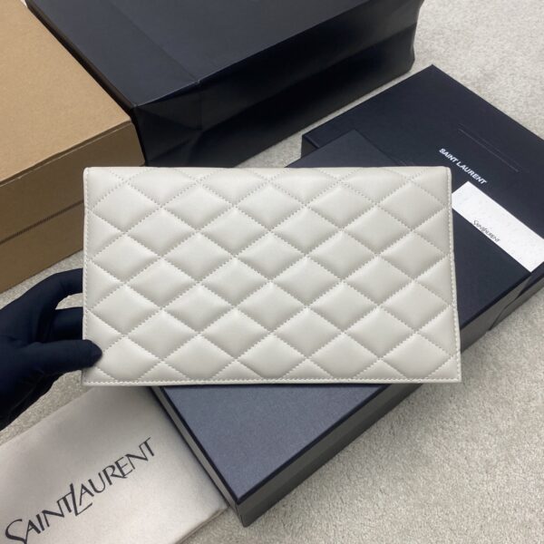 sy_no_EA4B3AA32309C650EB34CED13A5866CD_1 Saint Laurent Gaby Quilted Envelope Clutch – White