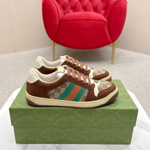 Gucci Screener Leather and GG Canvas Sneaker – Brown / Ebony