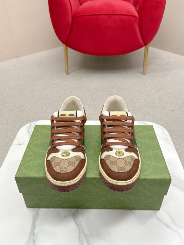 sy_no_EACC55DC3A2593C517A0DFD2DF1A0E5A_1 Gucci Screener Leather and GG Canvas Sneaker – Brown / Ebony