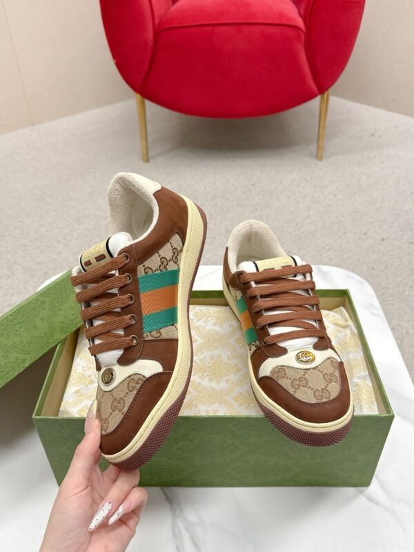 sy_no_EACC55DC3A2593C517A0DFD2DF1A0E5A_2 Gucci Screener Leather and GG Canvas Sneaker – Brown / Ebony