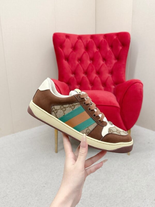 sy_no_EACC55DC3A2593C517A0DFD2DF1A0E5A_3 Gucci Screener Leather and GG Canvas Sneaker – Brown / Ebony