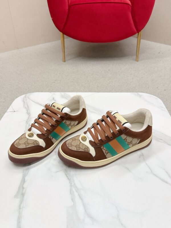 sy_no_EACC55DC3A2593C517A0DFD2DF1A0E5A_5 Gucci Screener Leather and GG Canvas Sneaker – Brown / Ebony