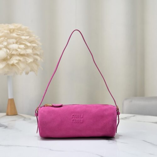 sy_no_EB0E76429D83FC4DE04A809616D29B18_0 Pink Lavender Leather Cylindrical Underarm Shoulder Bag