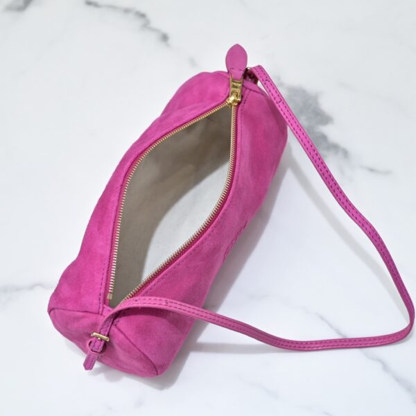 sy_no_EB0E76429D83FC4DE04A809616D29B18_7 Pink Lavender Leather Cylindrical Underarm Shoulder Bag
