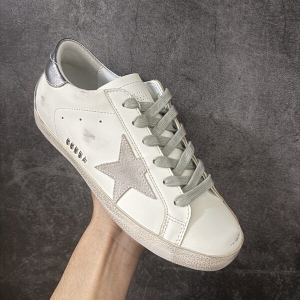 sy_no_ECE2E4D76E371903196592B8EA8589A0_2 White, Metallic Silver & Grey Suede Star Retro Sneakers