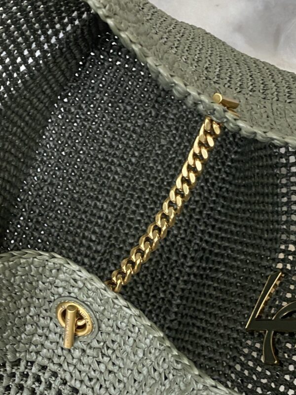 sy_no_EE7921A7833D819DF4EA9F86E0B0C9F6_10 YSL Small Icare Woven Tote – Green & Gold