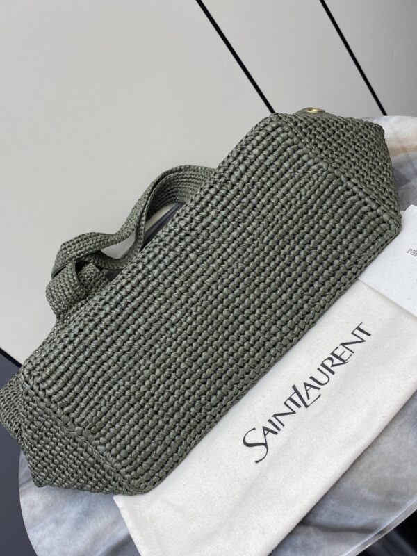 sy_no_EE7921A7833D819DF4EA9F86E0B0C9F6_3 YSL Small Icare Woven Tote – Green & Gold