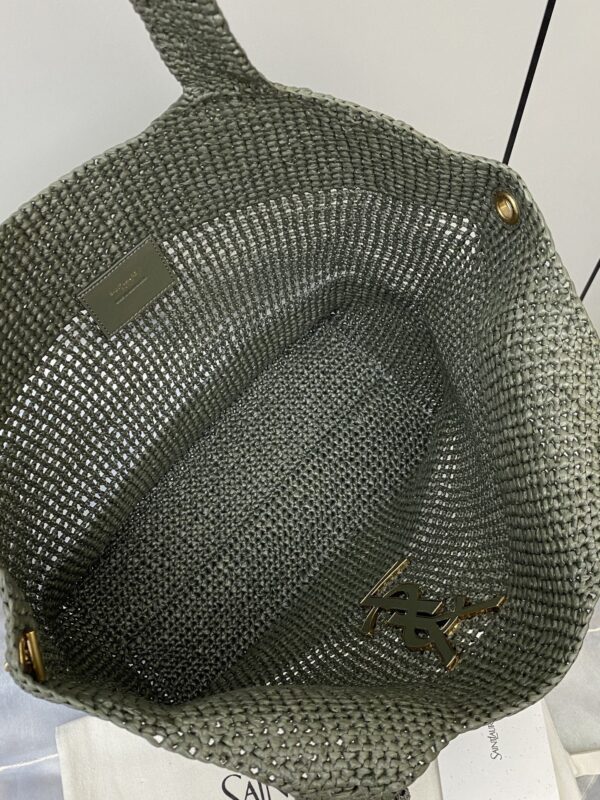 sy_no_EE7921A7833D819DF4EA9F86E0B0C9F6_7 YSL Small Icare Woven Tote – Green & Gold