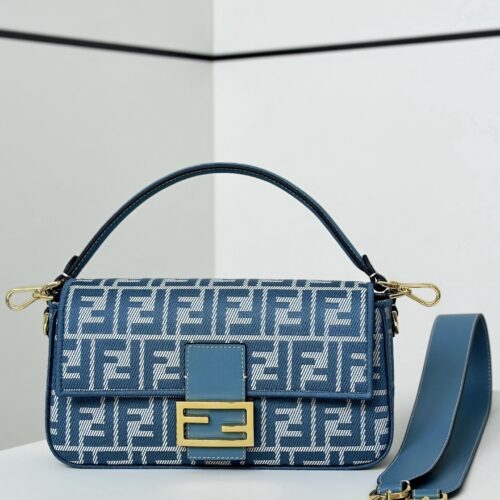 sy_no_EF66EA6E98B79851524BB1DFCB923387_0 Baguette Medium Handbag – Denim Jacquard