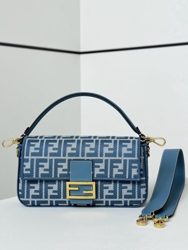 Baguette Medium Handbag – Denim Jacquard
