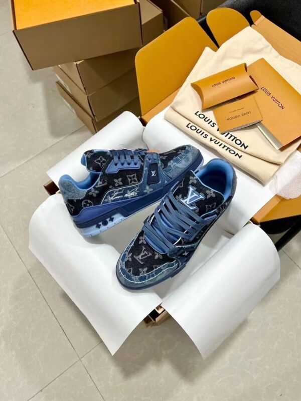 sy_no_EF67E459B6BECD36F88525F71DD10496_3 Louis Vuitton LV Trainer Blue Monogram Denim Retro Sneakers