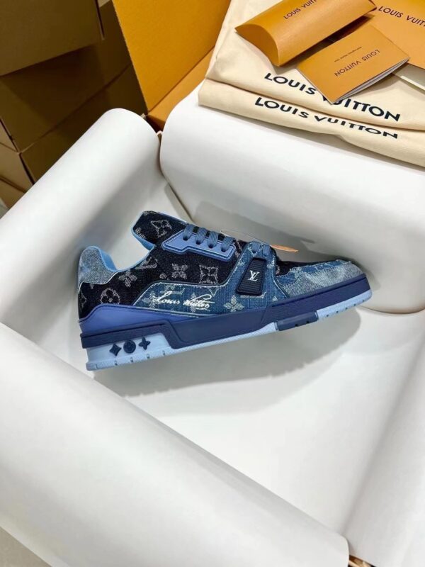sy_no_EF67E459B6BECD36F88525F71DD10496_5 Louis Vuitton LV Trainer Blue Monogram Denim Retro Sneakers