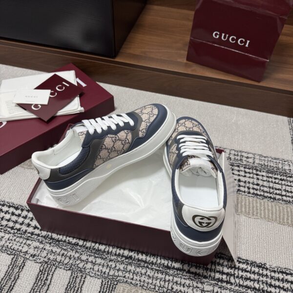 sy_no_EFDC9E6CA573DBE35C6CF00931E319C2_6 Gucci Re-Web Sneaker in Beige/Blue GG Canvas with Blue & Grey Leather Trim