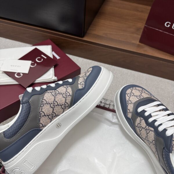 sy_no_EFDC9E6CA573DBE35C6CF00931E319C2_7 Gucci Re-Web Sneaker in Beige/Blue GG Canvas with Blue & Grey Leather Trim