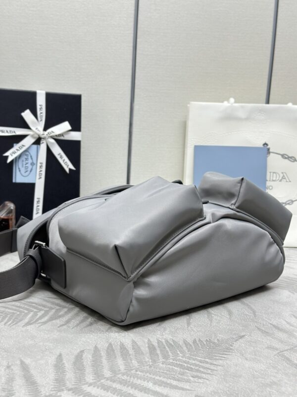 sy_no_F05CBD4E24080BC1578D7F8D75BD080E_6 Gray Recycled Nylon Utility Messenger Crossbody Bag