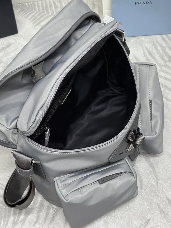 sy_no_F05CBD4E24080BC1578D7F8D75BD080E_7 Gray Recycled Nylon Utility Messenger Crossbody Bag