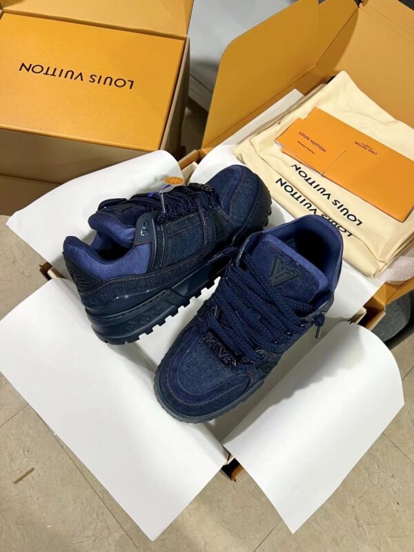 sy_no_F05E67B0FCA133E169F6EA423C6C7B2D_0 Louis Vuitton LV Skate Navy Blue Denim Retro Skate Sneakers
