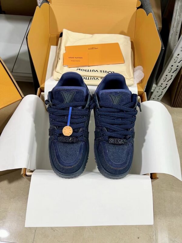 sy_no_F05E67B0FCA133E169F6EA423C6C7B2D_1 Louis Vuitton LV Skate Navy Blue Denim Retro Skate Sneakers