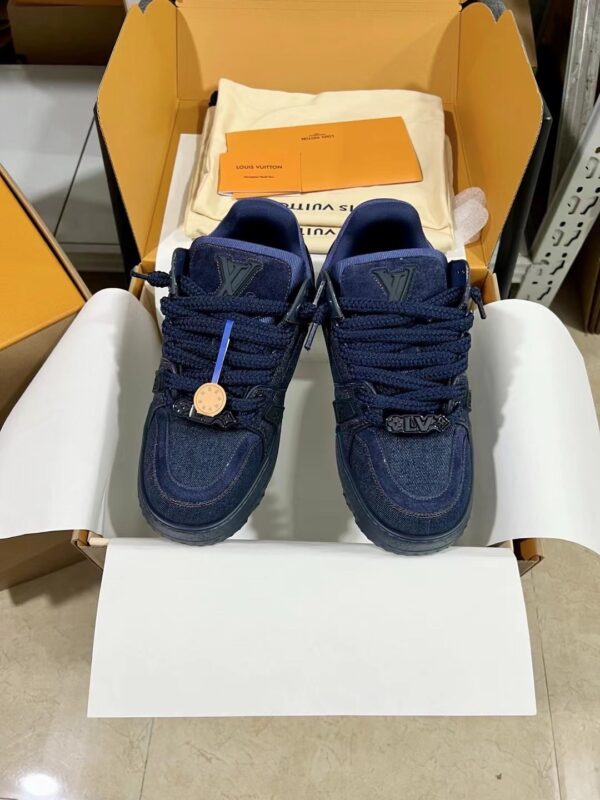 sy_no_F05E67B0FCA133E169F6EA423C6C7B2D_3 Louis Vuitton LV Skate Navy Blue Denim Retro Skate Sneakers