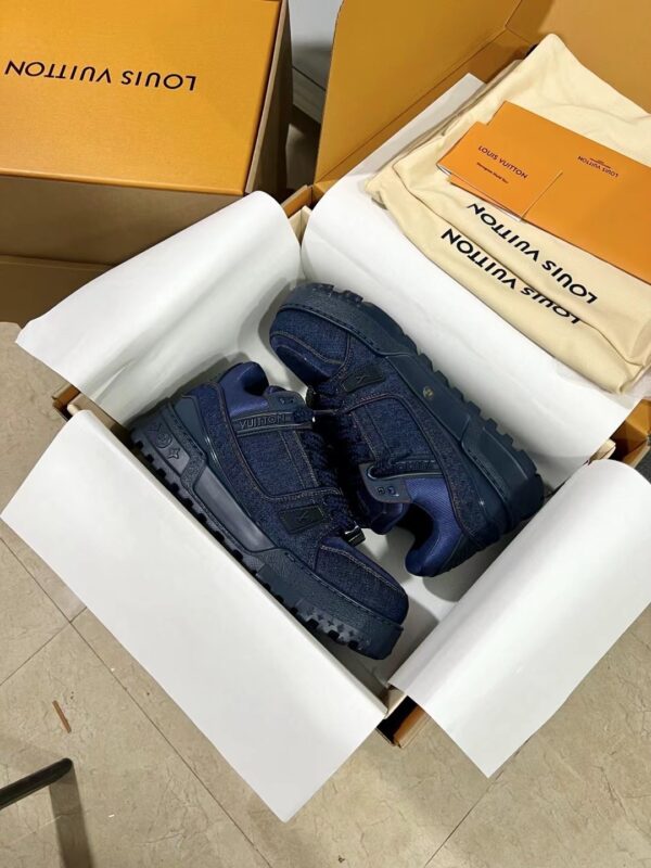 sy_no_F05E67B0FCA133E169F6EA423C6C7B2D_4 Louis Vuitton LV Skate Navy Blue Denim Retro Skate Sneakers