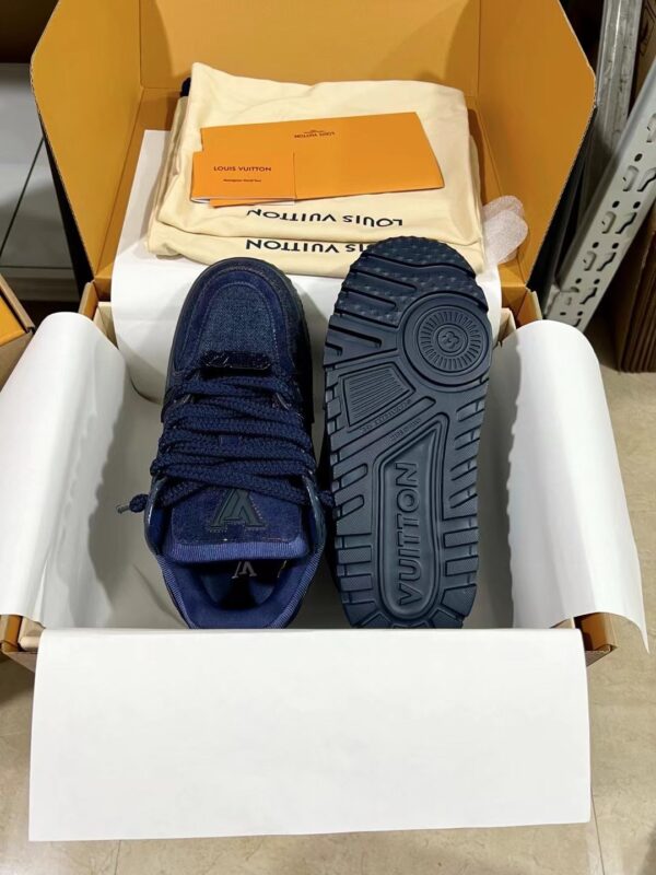 sy_no_F05E67B0FCA133E169F6EA423C6C7B2D_7 Louis Vuitton LV Skate Navy Blue Denim Retro Skate Sneakers