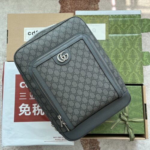sy_no_F0DCBA73FC46317FBC992D4962BA355F_0 Gucci Ophidia GG Supreme Vertical Backpack – Gray & Black