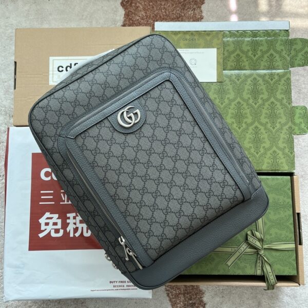 sy_no_F0DCBA73FC46317FBC992D4962BA355F_0 Gucci Ophidia GG Supreme Vertical Backpack – Gray & Black