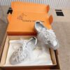 sy_no_F170B403272174C90452268B8290C50B_1 Louis Vuitton Metallic Silver Pearl Bow Ribbon Thin-Sole Sneakers