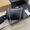 Kate 24cm Shoulder Bag – Glossy Black Crocodile-Embossed Leather & Gold