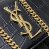 Kate 24cm Shoulder Bag – Glossy Black Crocodile-Embossed Leather & Gold