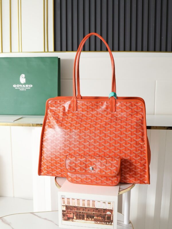 sy_no_F2A3ADEAE143C3DCD0A4C1671A0B3C89_0 Orange Goyardine Hardy Small Commuter Tote