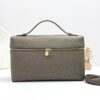 L27 Ostrich-embossed calfskin handbag, suitable for crossbody or hand-carry, taupe.