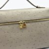 L27 Ostrich-embossed calfskin handbag, suitable for crossbody or hand-carry, taupe.