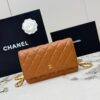 sy_no_F42685446929FE525B896427AD8865BA_0 Caramel Brown Quilted Textured Calfskin WOC Chain Wallet