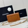 sy_no_F42685446929FE525B896427AD8865BA_2 Caramel Brown Quilted Textured Calfskin WOC Chain Wallet
