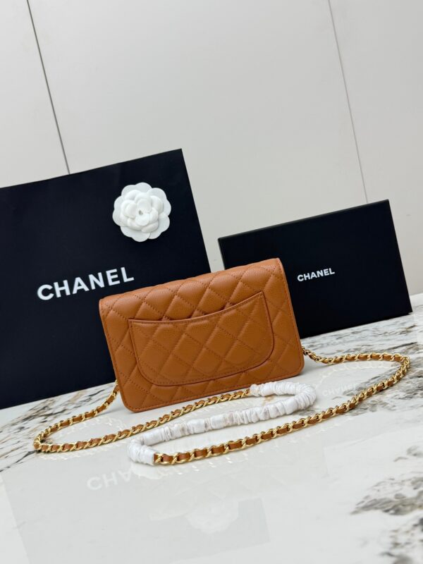 sy_no_F42685446929FE525B896427AD8865BA_2 Caramel Brown Quilted Textured Calfskin WOC Chain Wallet