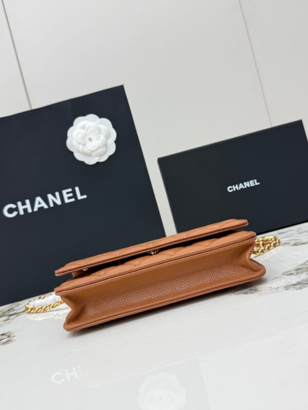 sy_no_F42685446929FE525B896427AD8865BA_3 Caramel Brown Quilted Textured Calfskin WOC Chain Wallet