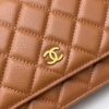 sy_no_F42685446929FE525B896427AD8865BA_4 Caramel Brown Quilted Textured Calfskin WOC Chain Wallet