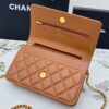 sy_no_F42685446929FE525B896427AD8865BA_5 Caramel Brown Quilted Textured Calfskin WOC Chain Wallet