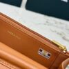 sy_no_F42685446929FE525B896427AD8865BA_7 Caramel Brown Quilted Textured Calfskin WOC Chain Wallet